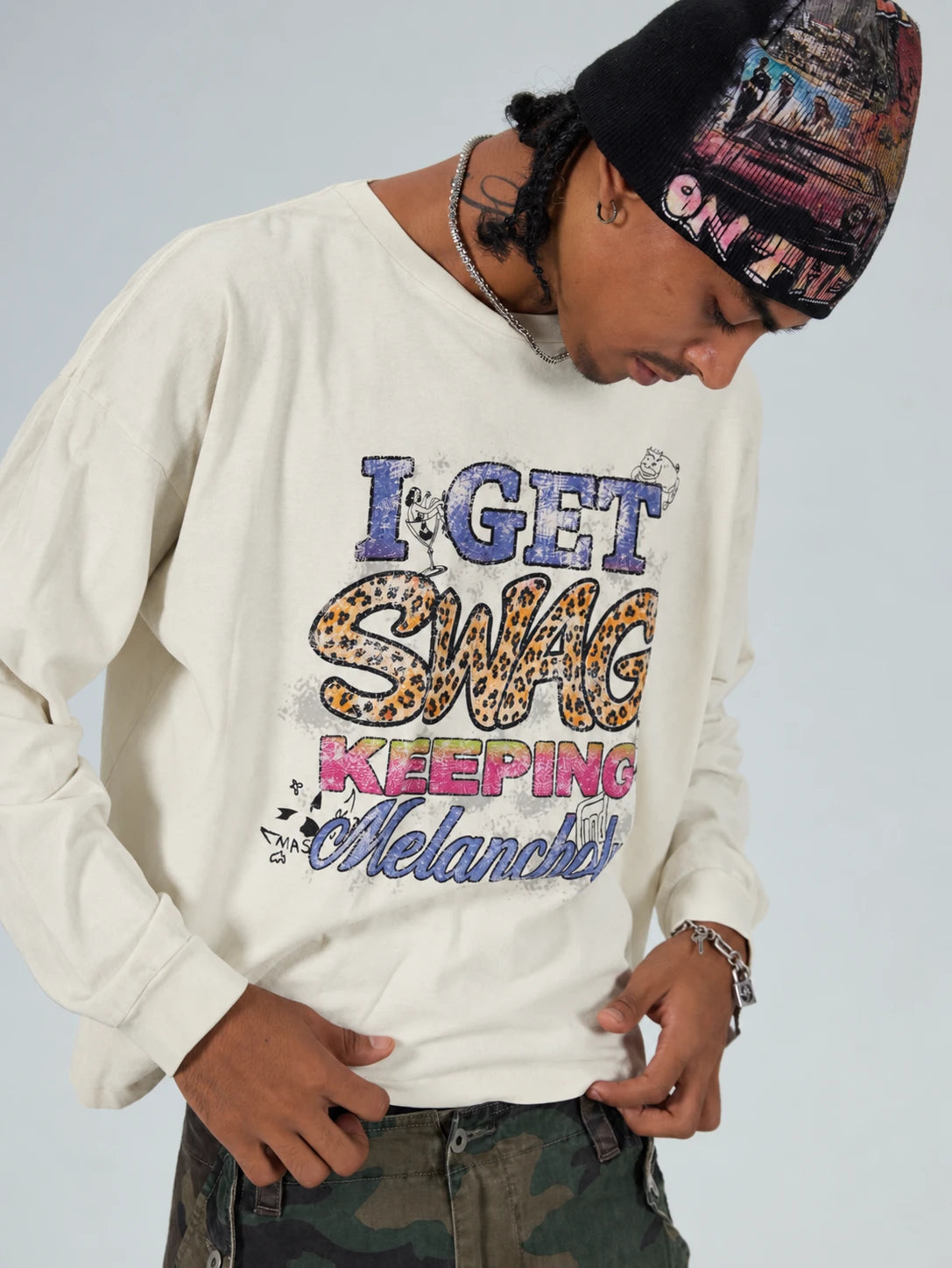 Faded Melancholy Quote Boxy L/S -737
