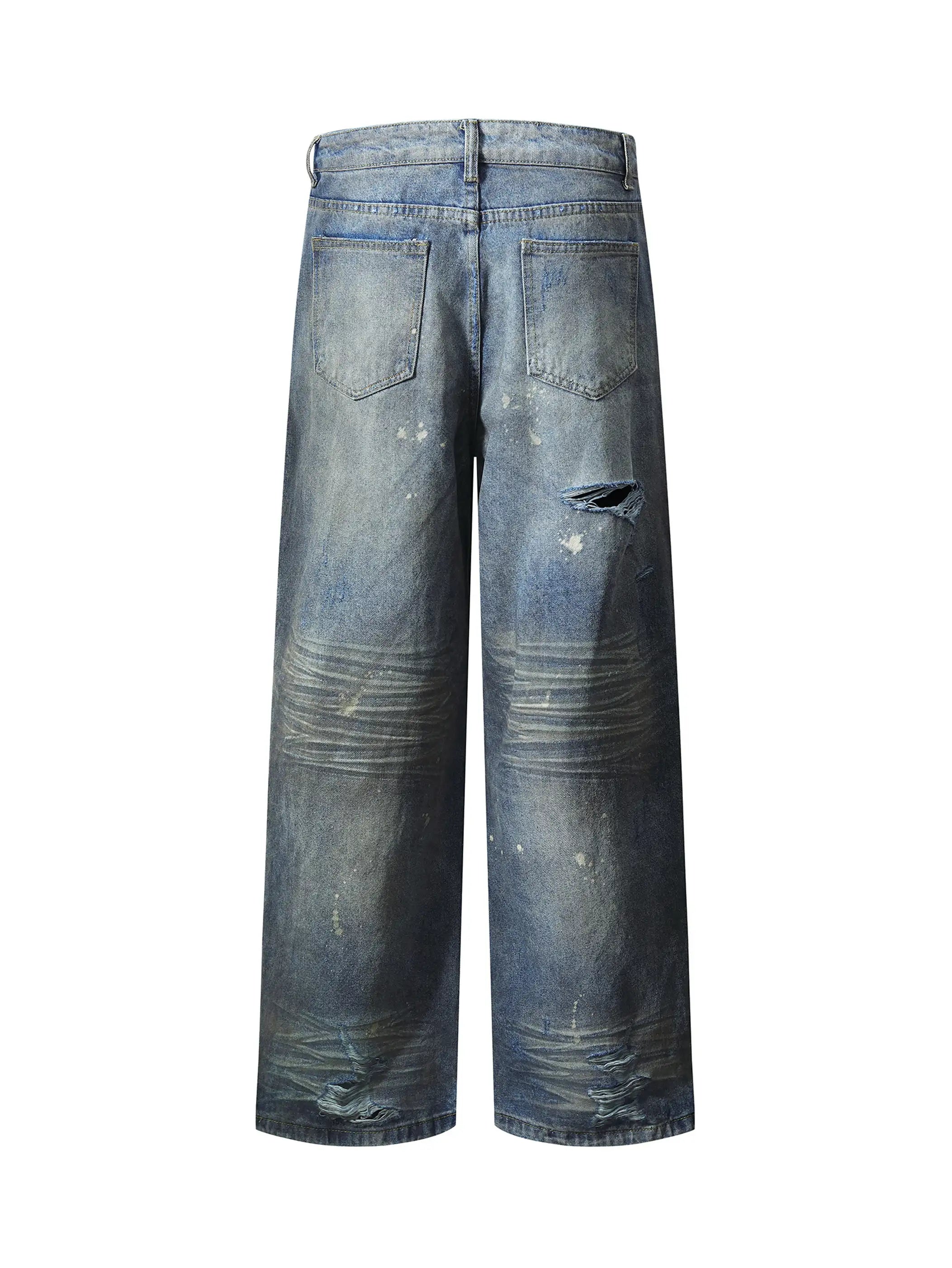 Distressed Ripped Denim Trousers-S1147