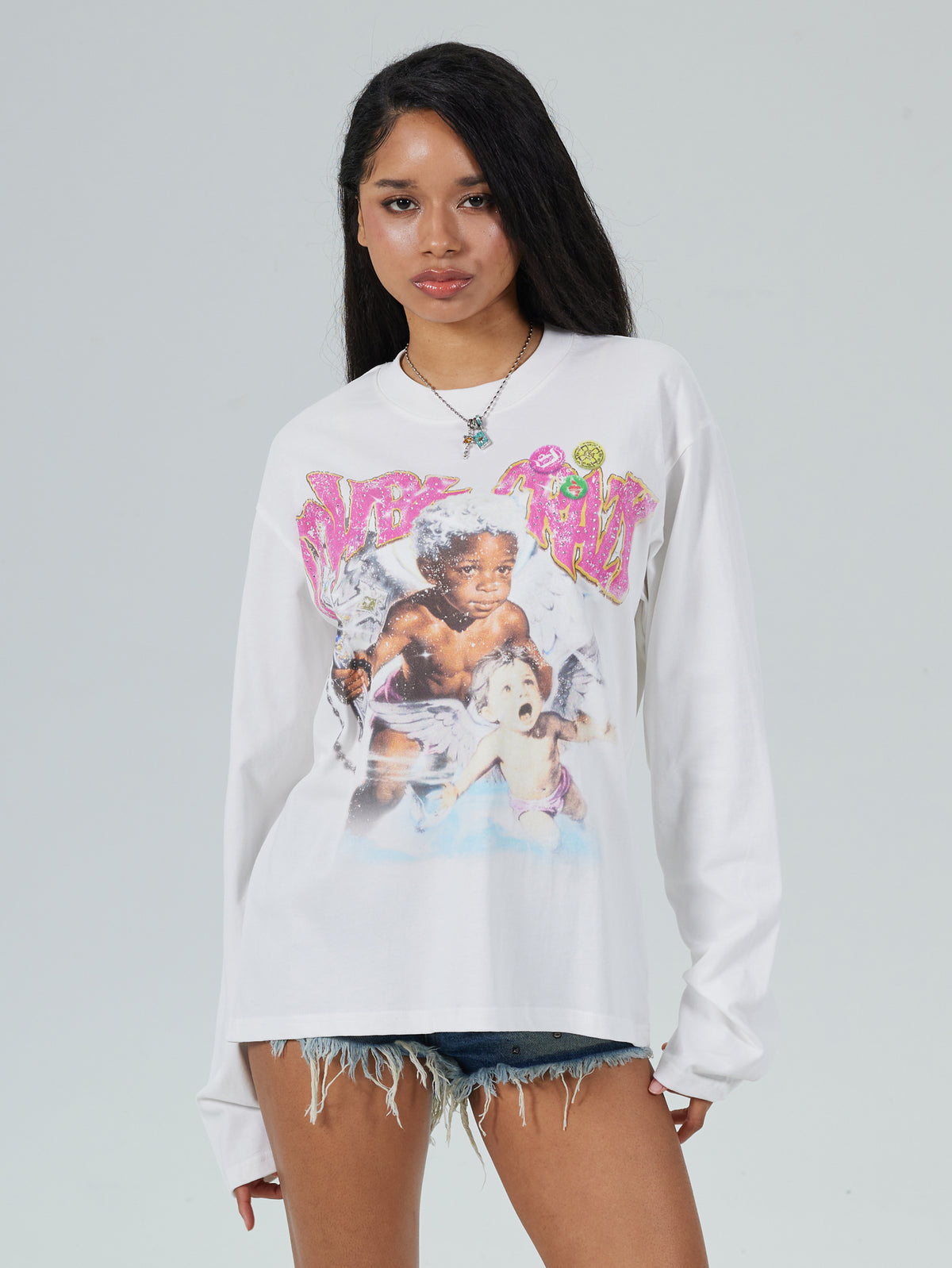 Rhinestone Afro Cherub Boxy L/S-729