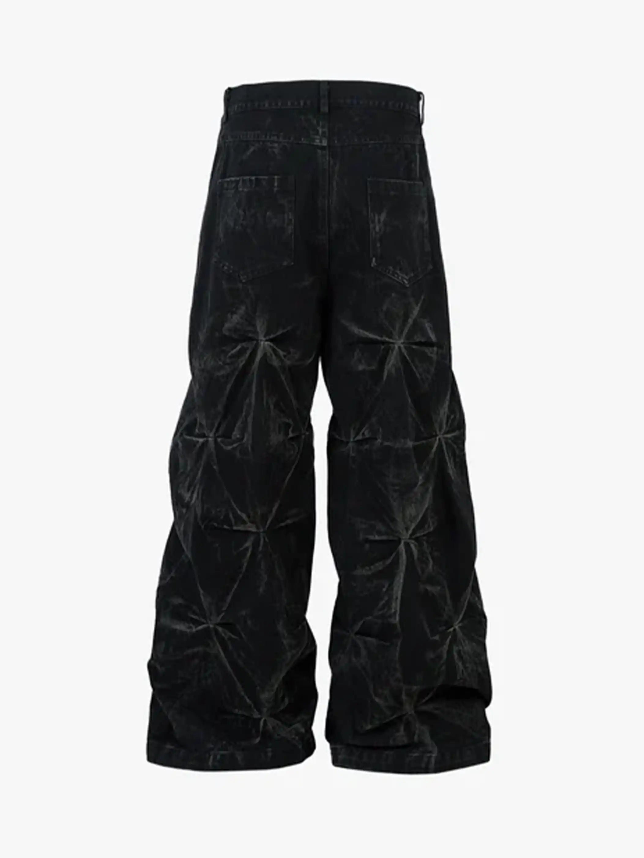 High-Waisted Quilted Denim Pants -s928