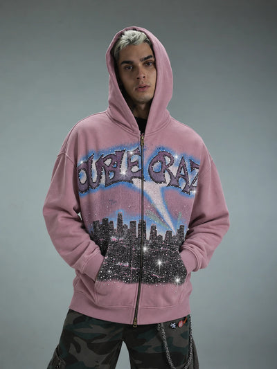 L.A. Skyline Iced Out Zip Hoodie-759