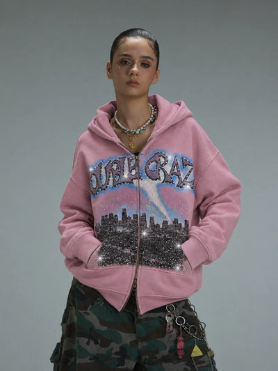 L.A. Skyline Iced Out Zip Hoodie-759