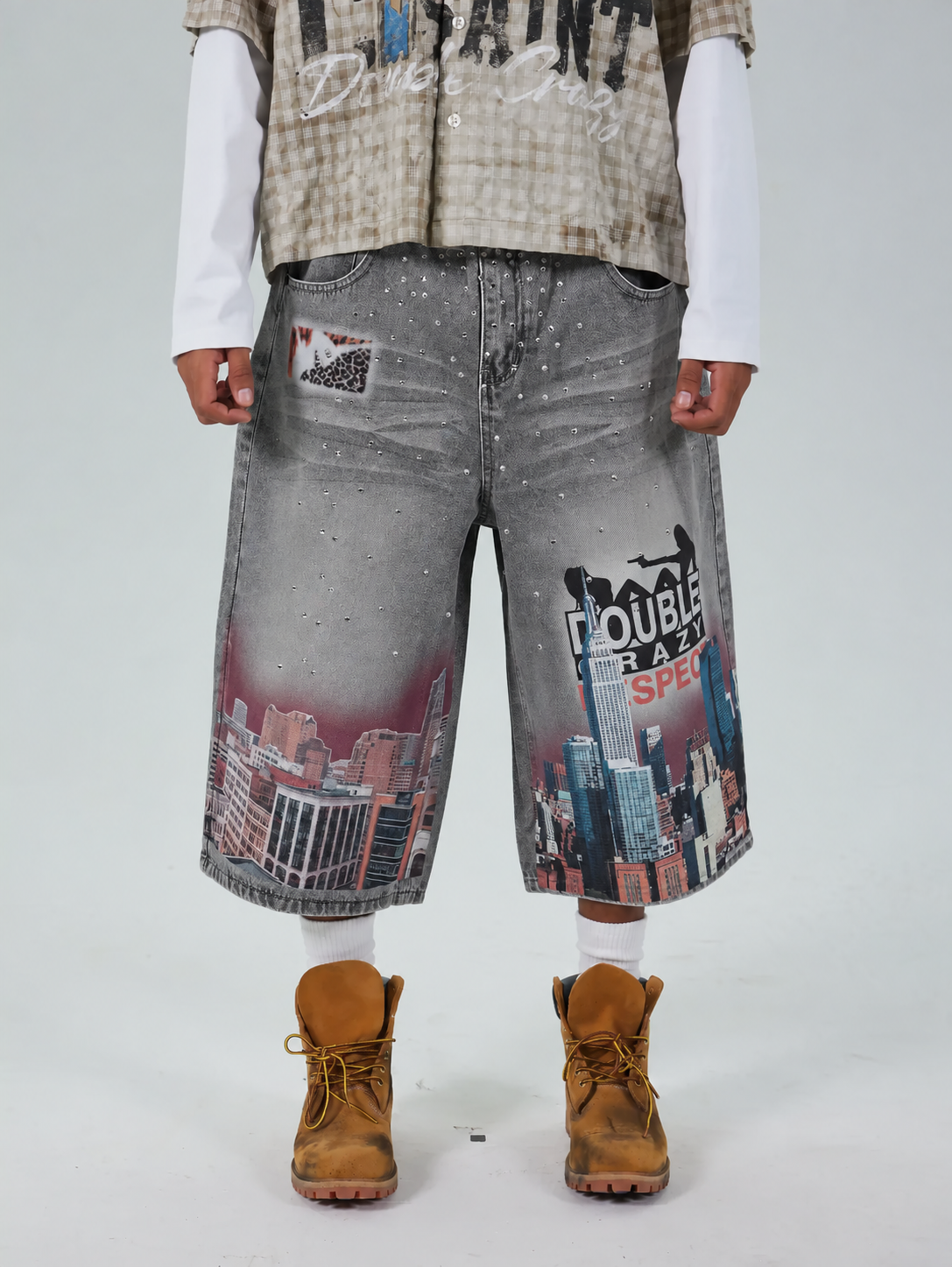 Bling NYC Graphic Denim Jorts-577