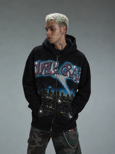 L.A. Skyline Iced Out Zip Hoodie-759