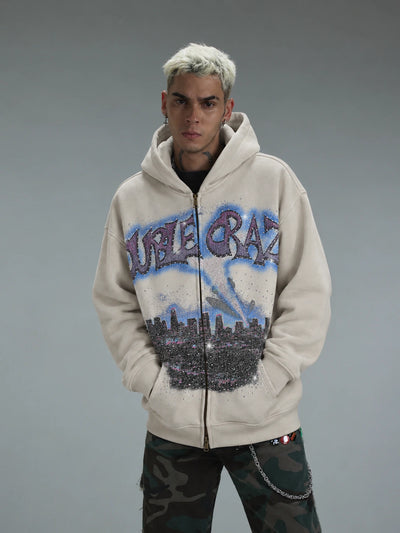 L.A. Skyline Iced Out Zip Hoodie-759