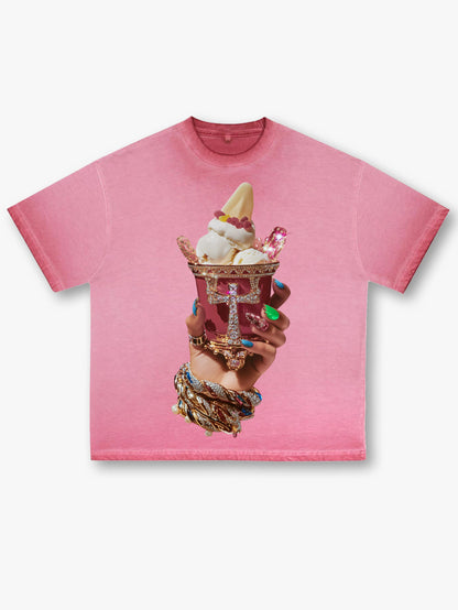 Extravagant Ice Cream in Gem-Encrusted Goblet T-Shirt -050