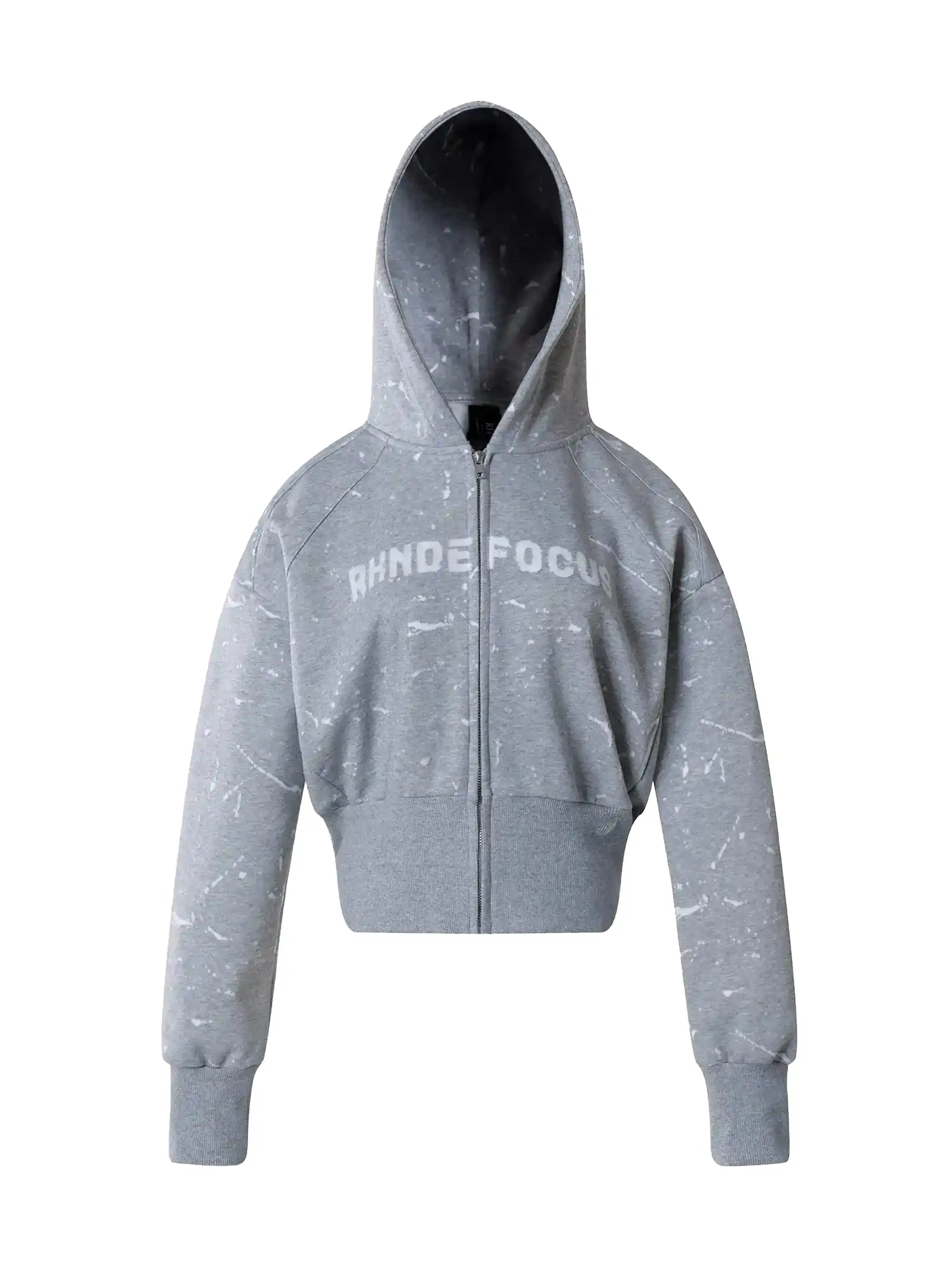 Ink Splash Letter Crop Hoodie Jacket-S1108