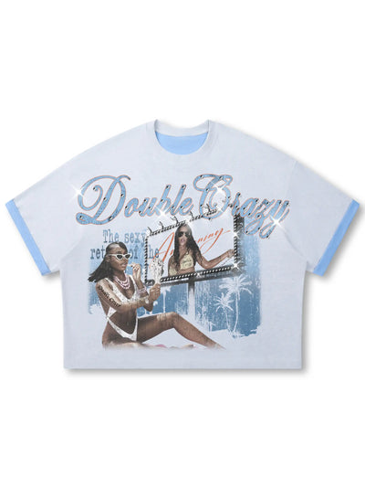 Camiseta Holgada con Capas Miami Bling-475