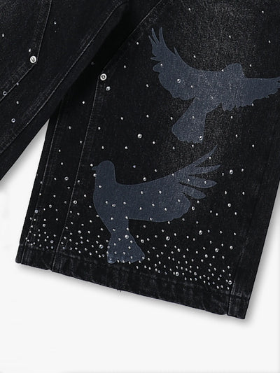 Wings of Freedom Denim Shorts-195