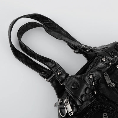 Moto Grunge Multi-zip Hobo Bag-S1223