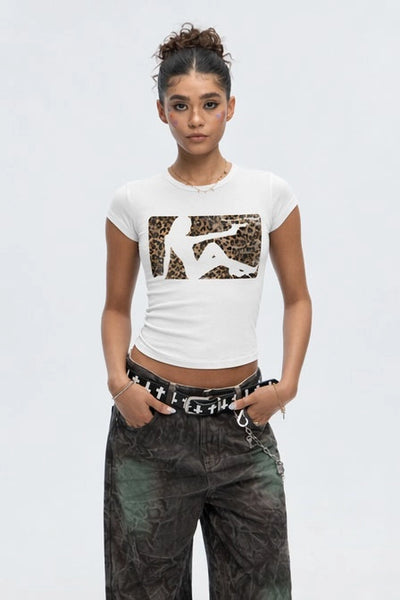 Leopard Silhouette Baby Tee-568