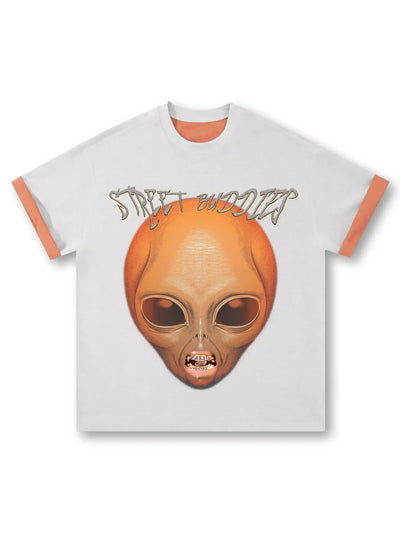 Camiseta alienígena de dos tonos con estampado doble por ambas caras, modelo Street Buddies-248