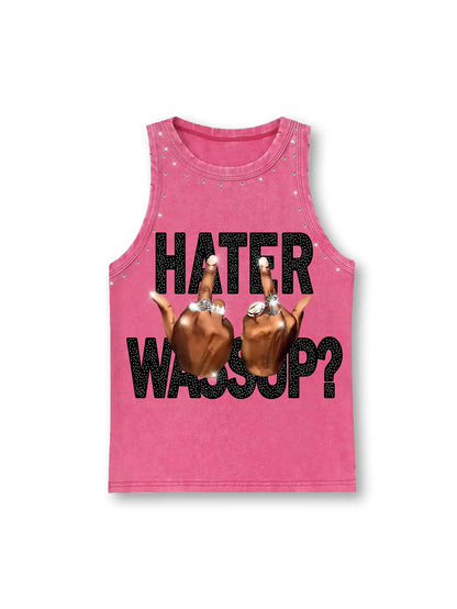 Pink Bling Middle Finger Women Vest-249