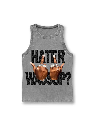 Pink Bling Middle Finger Women Vest-249