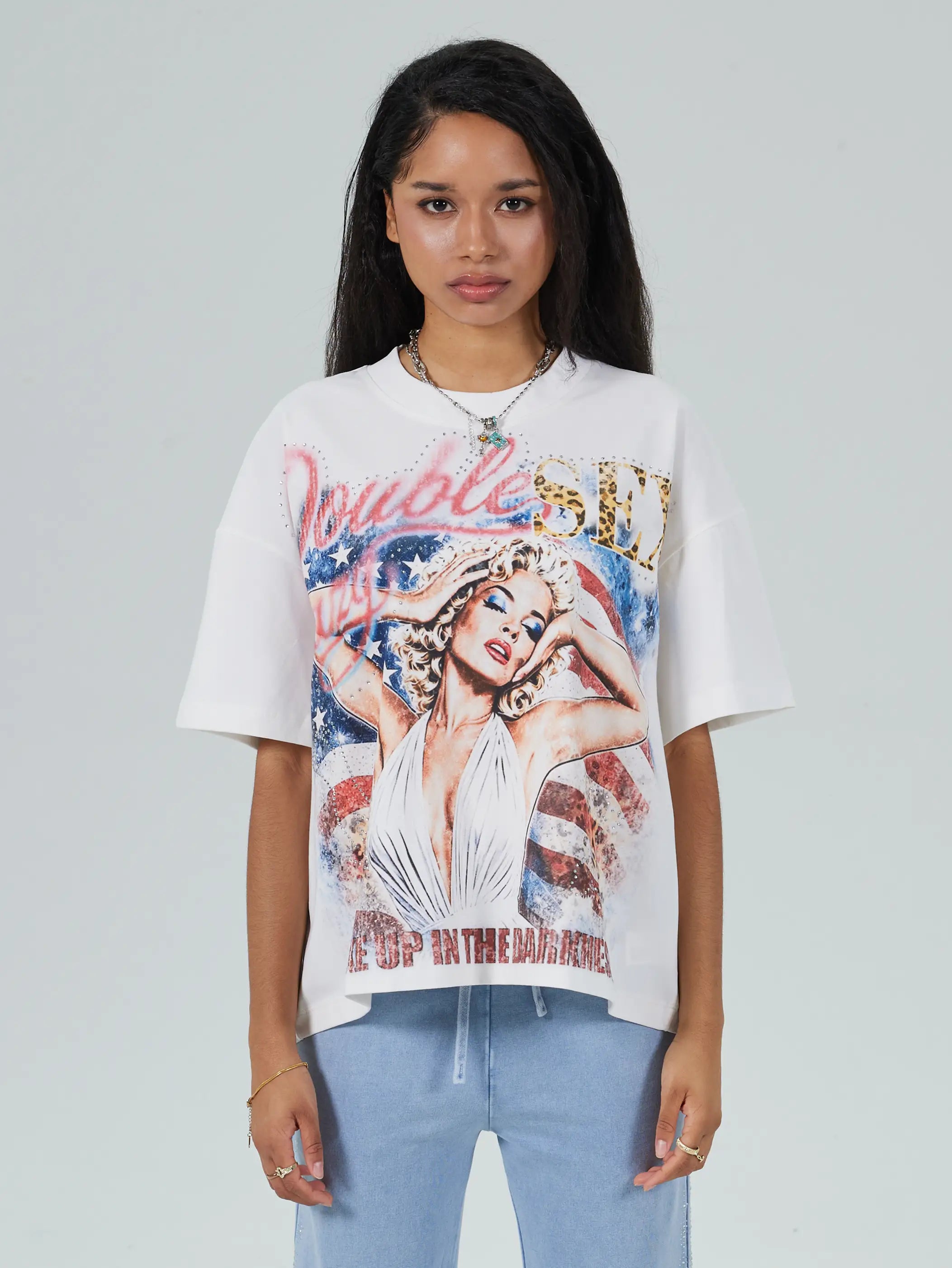 US Flag Pin Up Boxy Tee-672