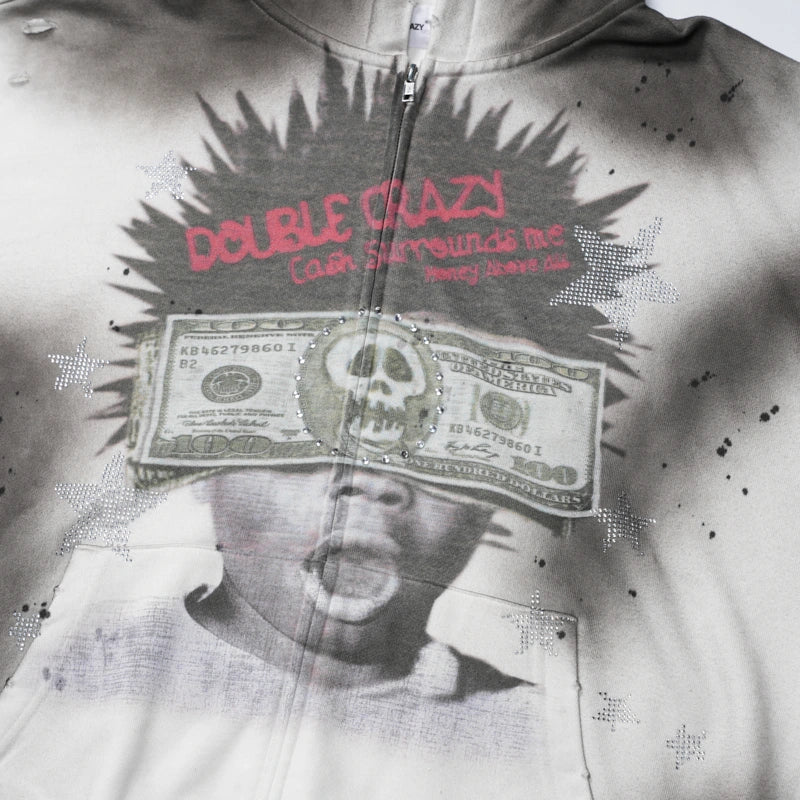 Faded Dollar Blindfold Zip Up-720