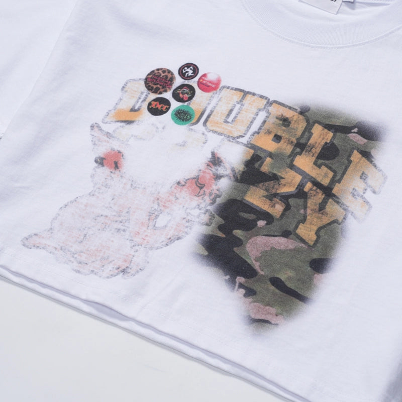 T-shirt court ample imprimé délavé à l'acide - 437