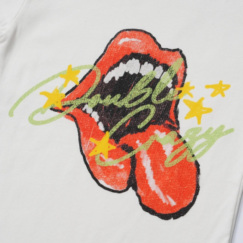 T-shirt court Y2K Grunge Lèvres Roulantes-438