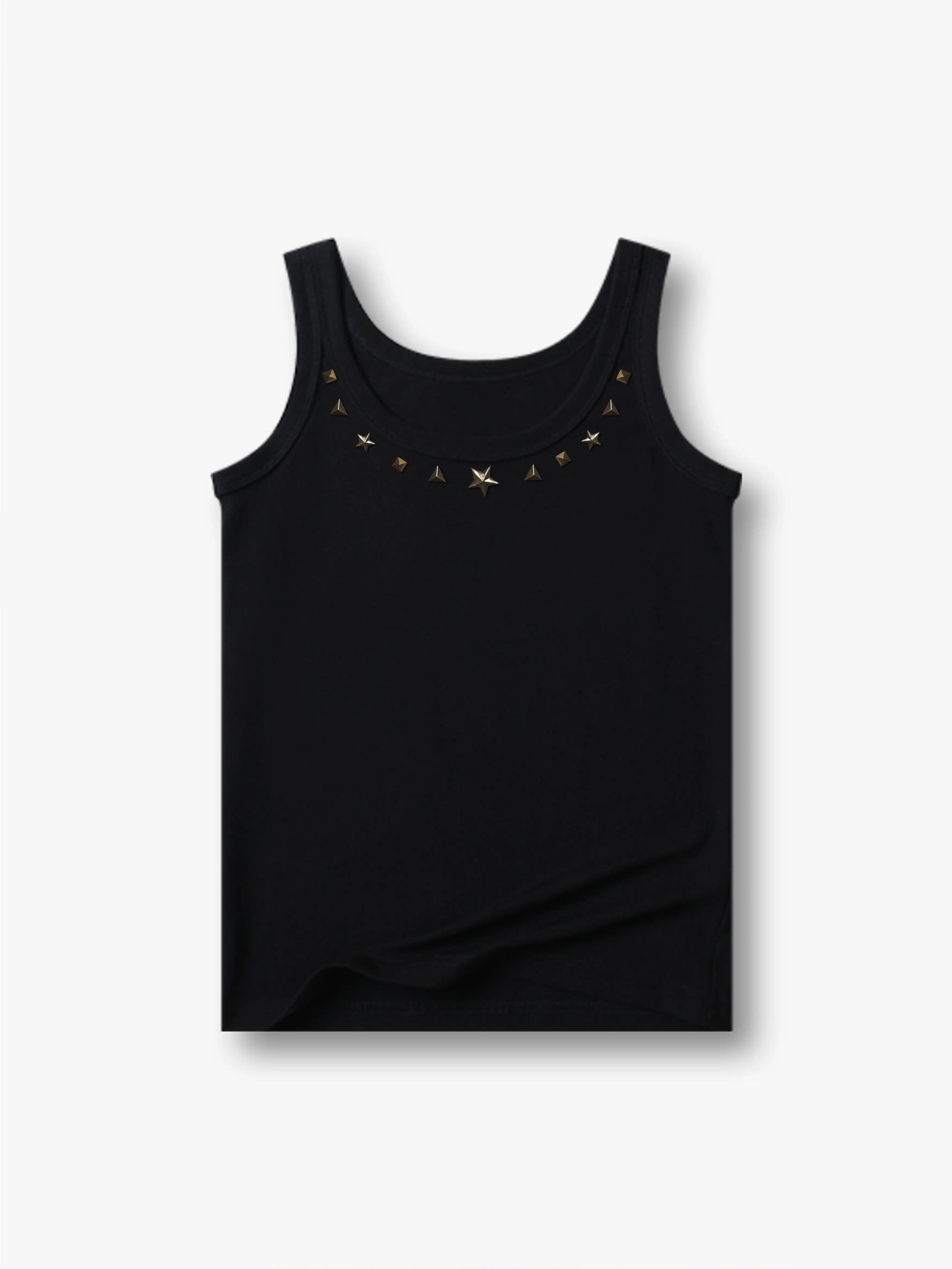 Metal Star Studded Tank T-shirt-260