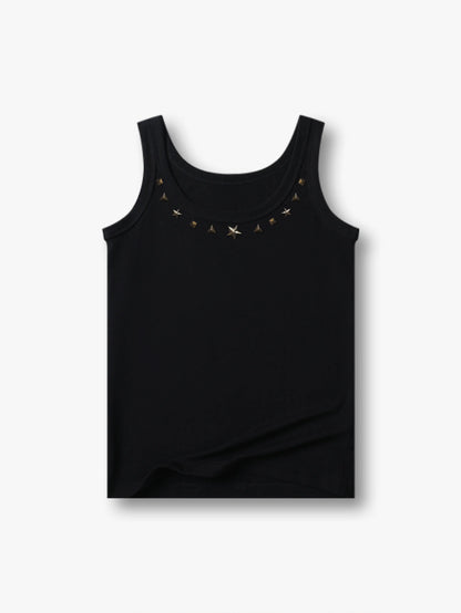 Metal Star Studded Tank T-shirt-260