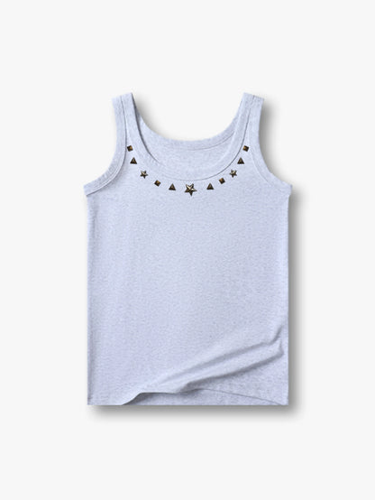 Metal Star Studded Tank T-shirt-260