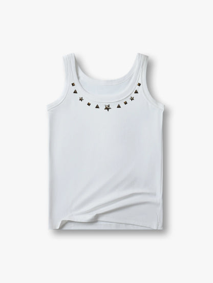 Metal Star Studded Tank T-shirt-260