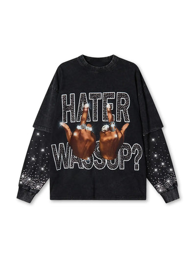 Diamond Hand Gesture Graphic Longsleeve-287