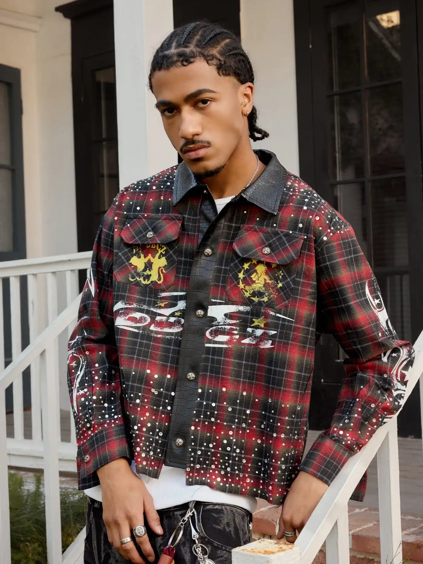 Fire Check Bling shirt-375