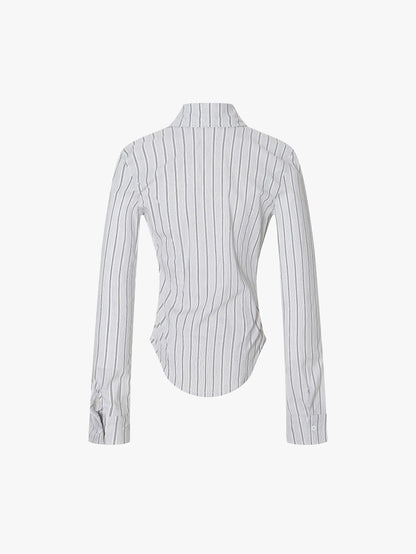 Striped College Print Fitted Shirt-S1109