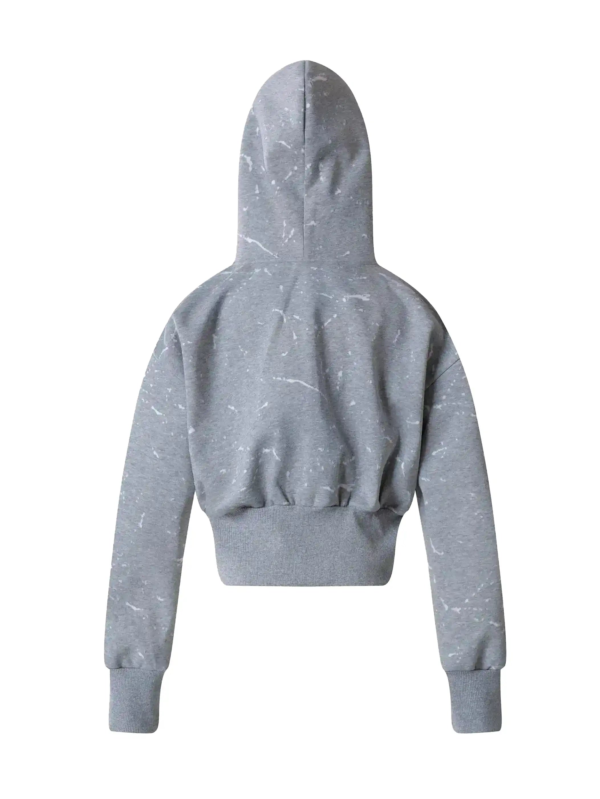 Ink Splash Letter Crop Hoodie Jacket-S1108