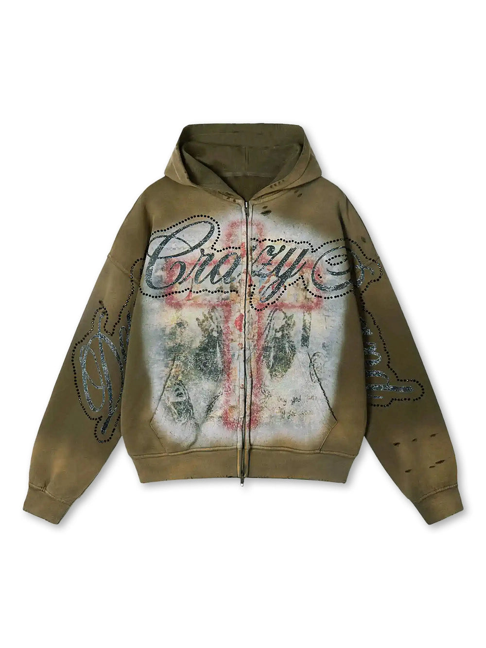 Sweat à capuche Croix cramoisie-355