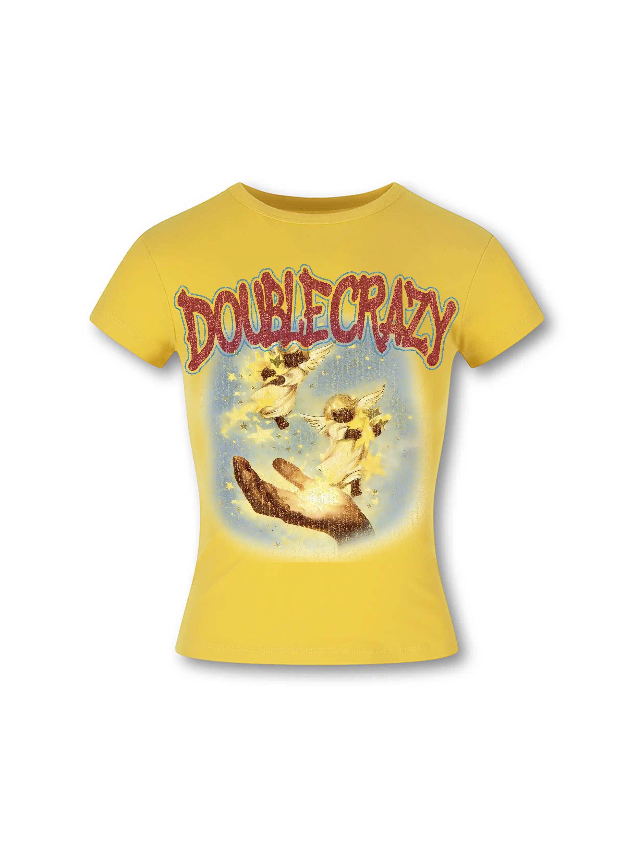 Y2K Grunge Cracked Angel Baby Tee-433