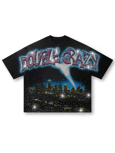 Boxy L.A. Skyline Iced Out Tee-435