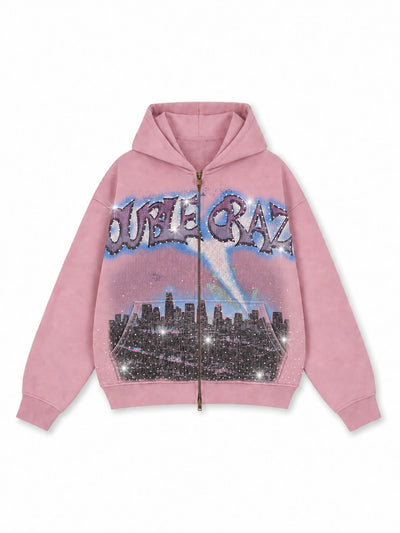 L.A. Skyline Iced Out Zip Hoodie-759
