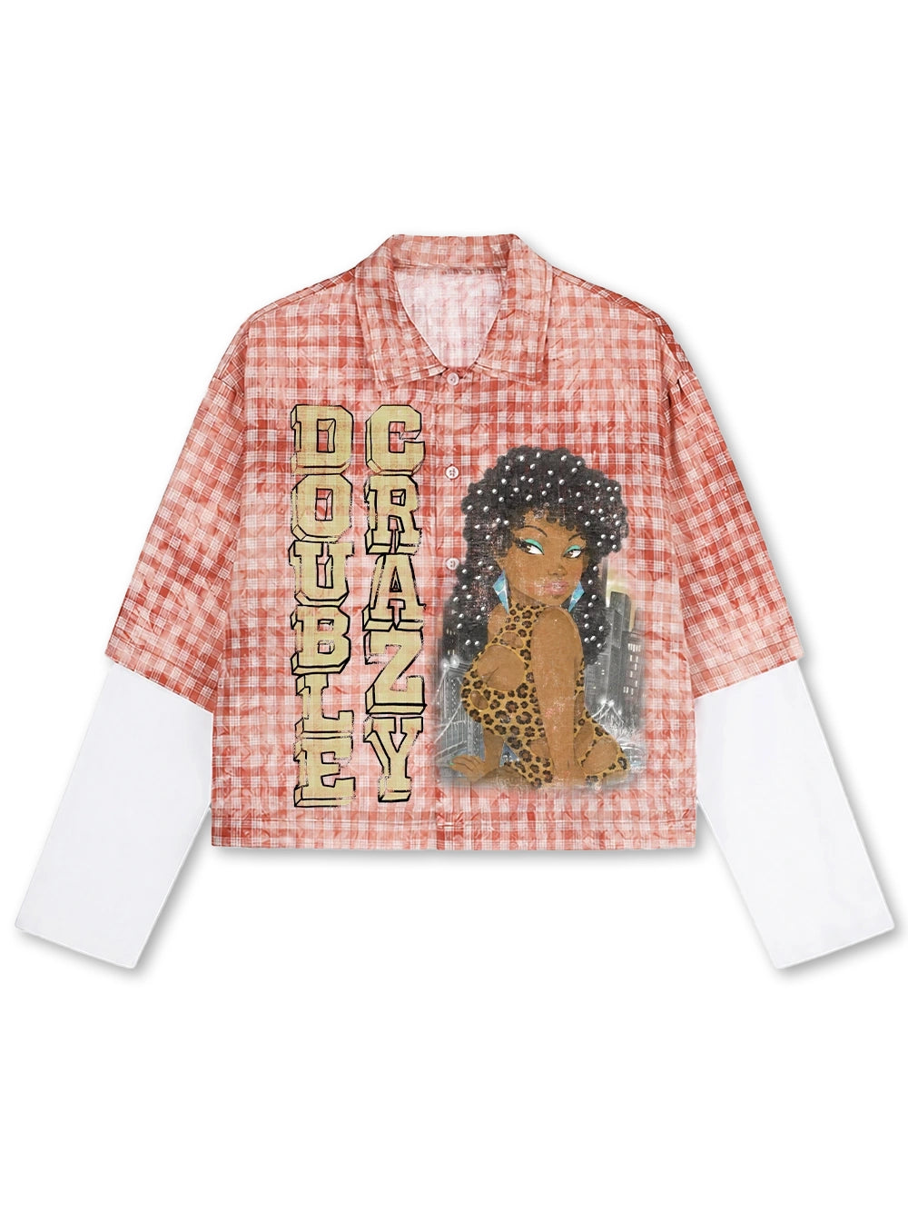 Studded Afro Plaid Shirt-703