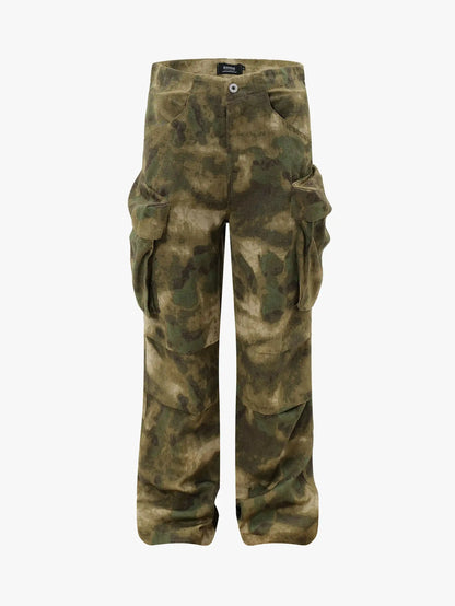 Tactical Camo Wide-Leg Cargo Pants -s919