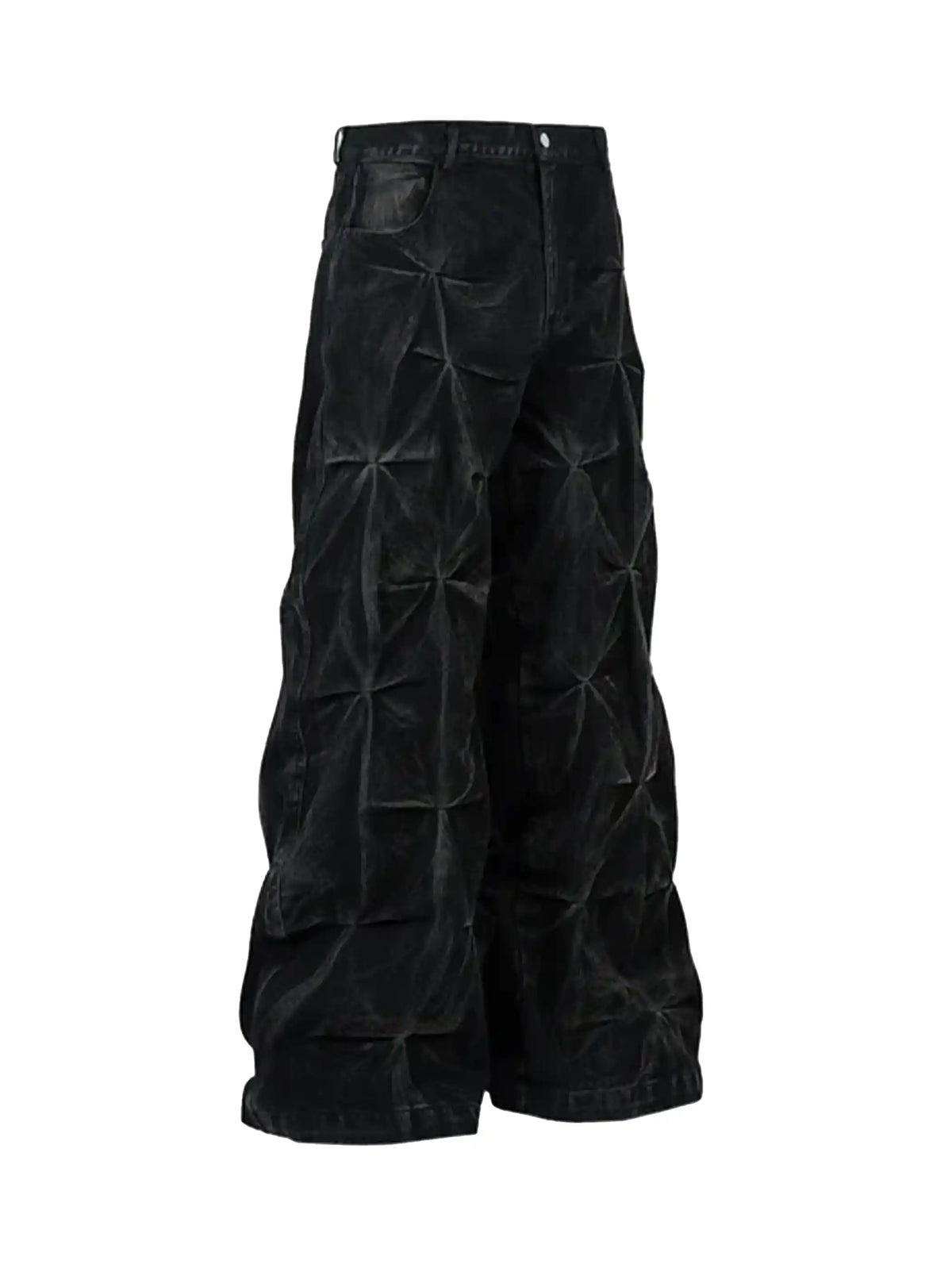 High-Waisted Quilted Denim Pants-S928