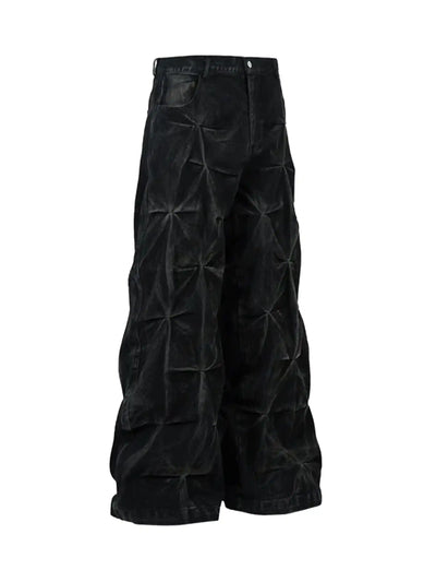 High-Waisted Quilted Denim Pants-S928