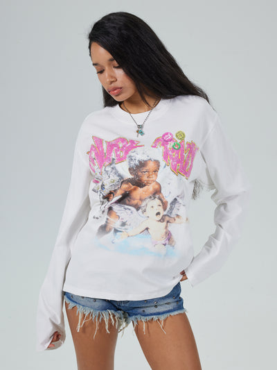 Rhinestone Afro Cherub Boxy L/S-729