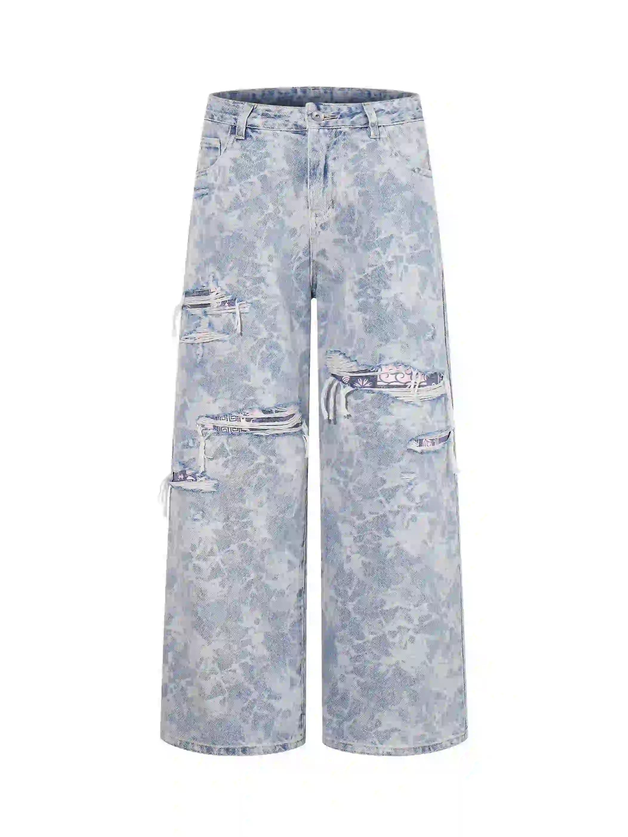 Distressed Marble Wash Jeans-S1217