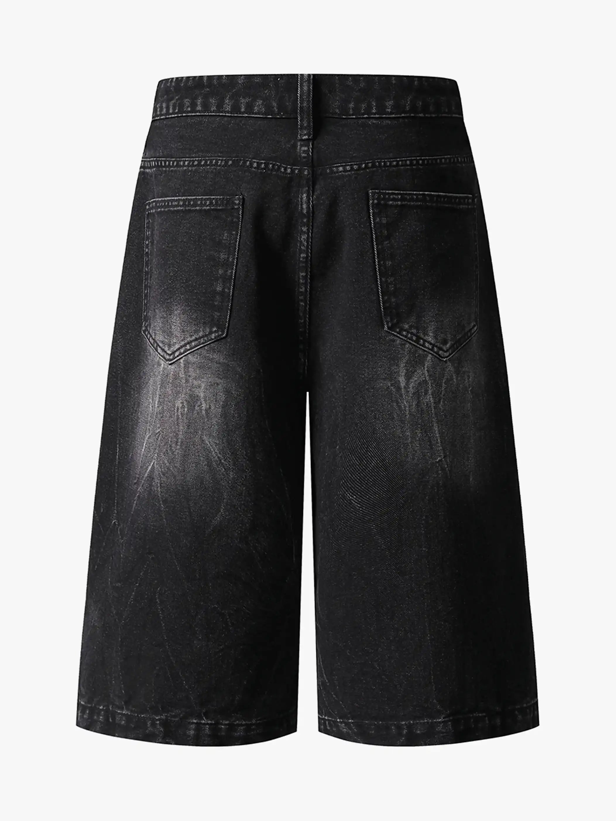 Ripped Plaid Denim Shorts-S1086