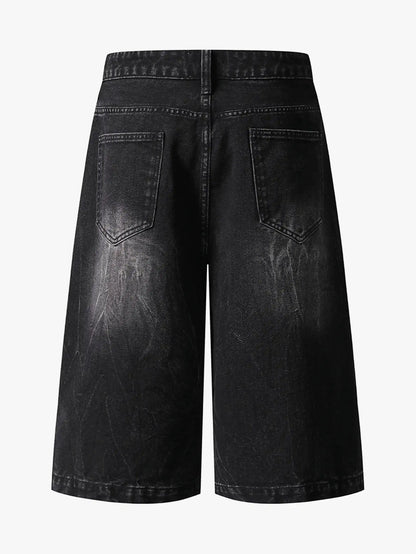 Ripped Plaid Denim Shorts-S1086