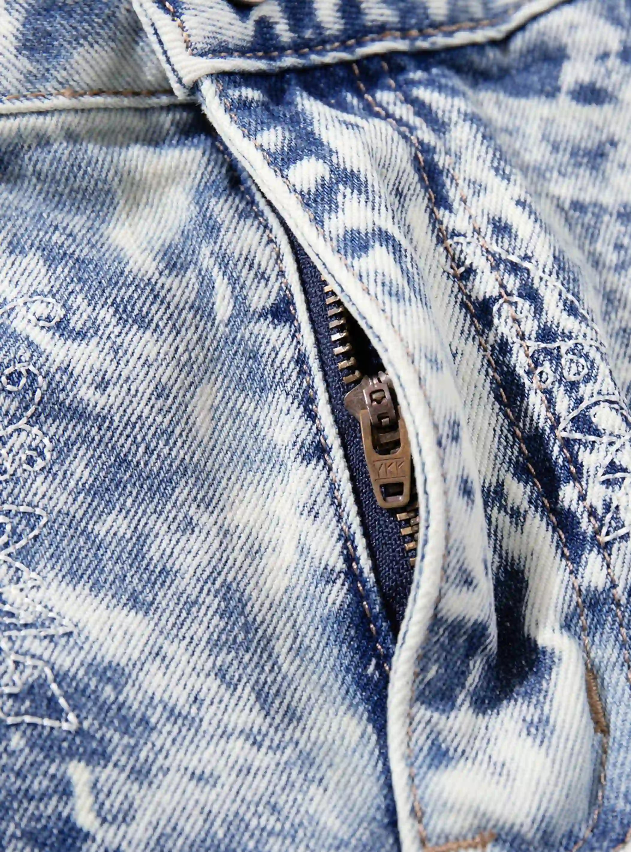 Pantalón de algodón de pernera ancha bordado-S1205