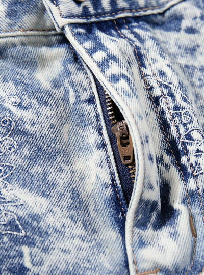 Pantalón de algodón de pernera ancha bordado-S1205