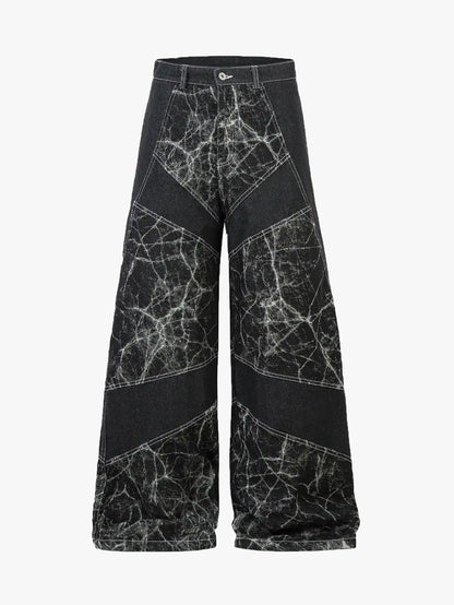 Cracked Dye Denim Pants-S1064