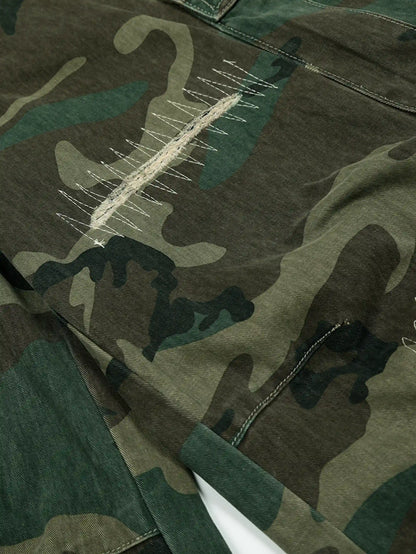 Cargo Camouflage Denim Shorts-S1043