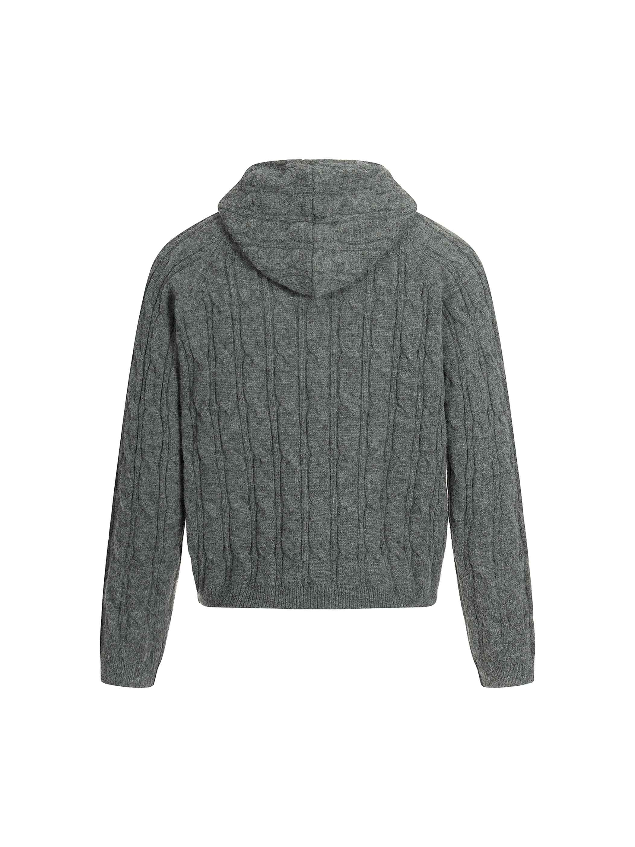 Pure Texture Knit Hoodie-S1167