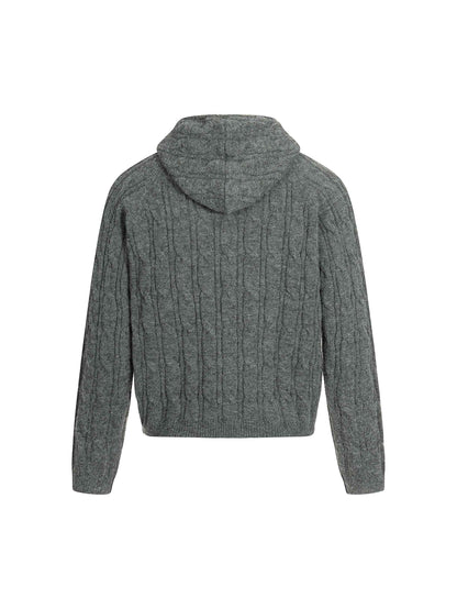 Pure Texture Knit Hoodie-S1167