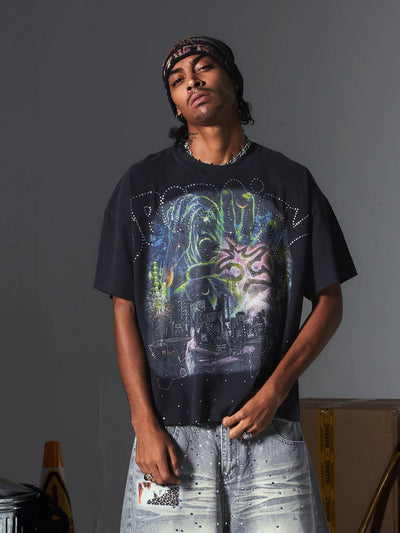 Camiseta de dobladillo sin rematar Skyline Monster-702
