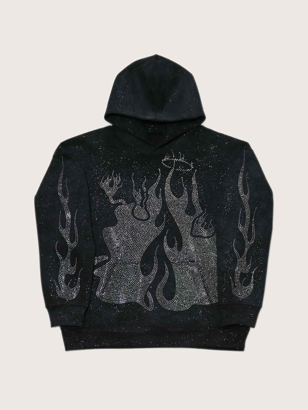 DOUBLECRAZY Flame Man Diamond Gradient Vintage Hoodie